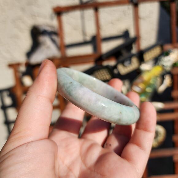 Jadeite Jade Bangle Green Natural Semi Translucent 335ct Myanmar Burma Bracelet - Picture 5 of 15